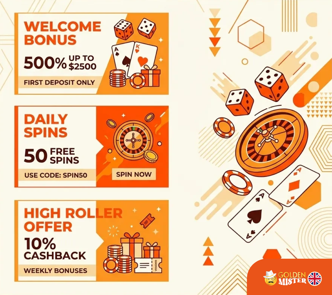 Golden Mister UK Casino offers many bonuses